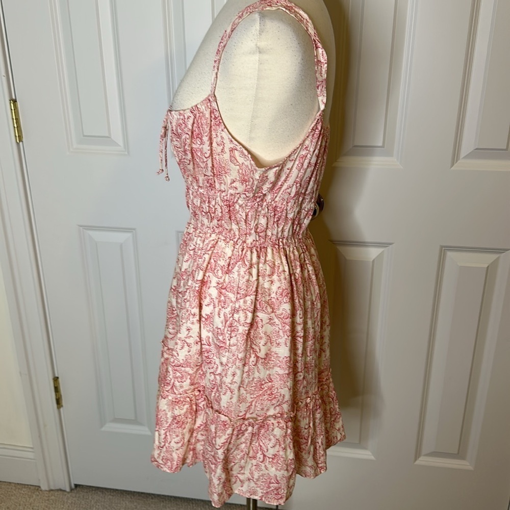 Saylor Austyn Pink Floral Linen Mini Dress SzL - Picture 5 of 10